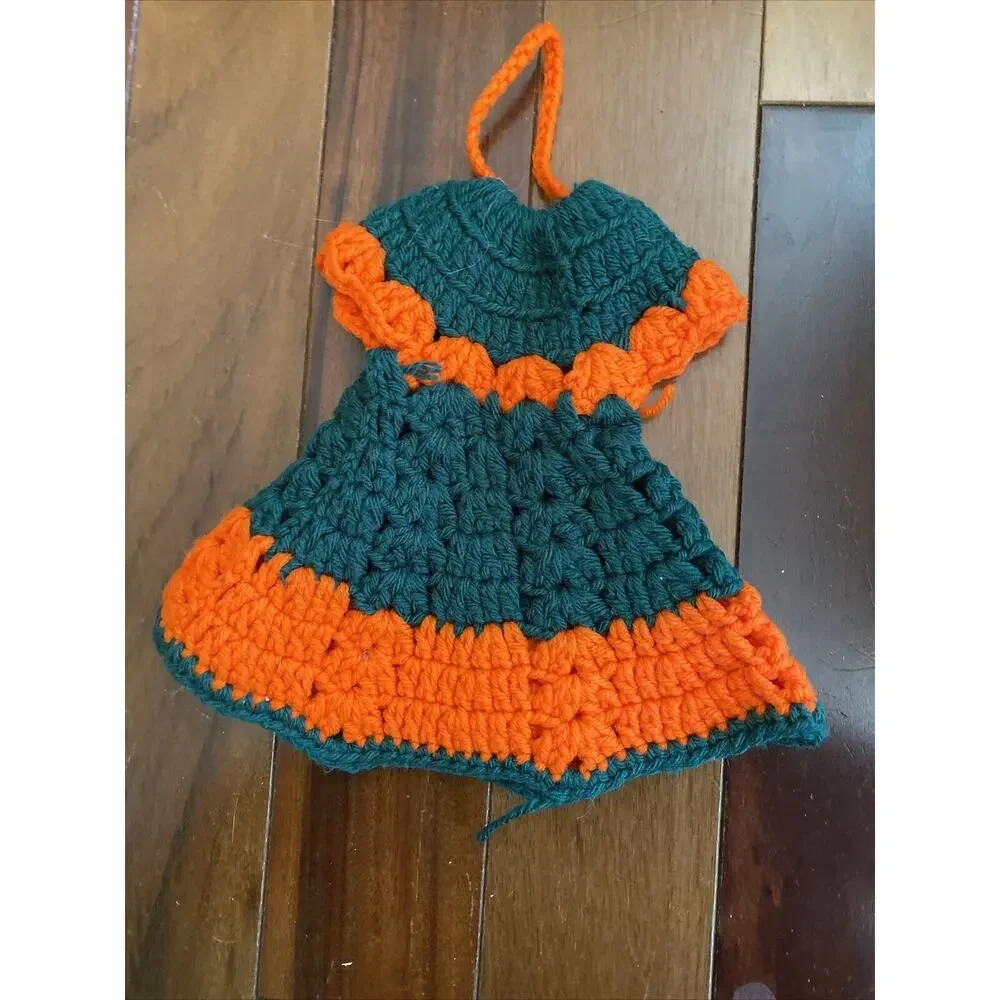 Vintage Crochet Potholders/ Hot‎ Pads + crochet bottle dress (?).